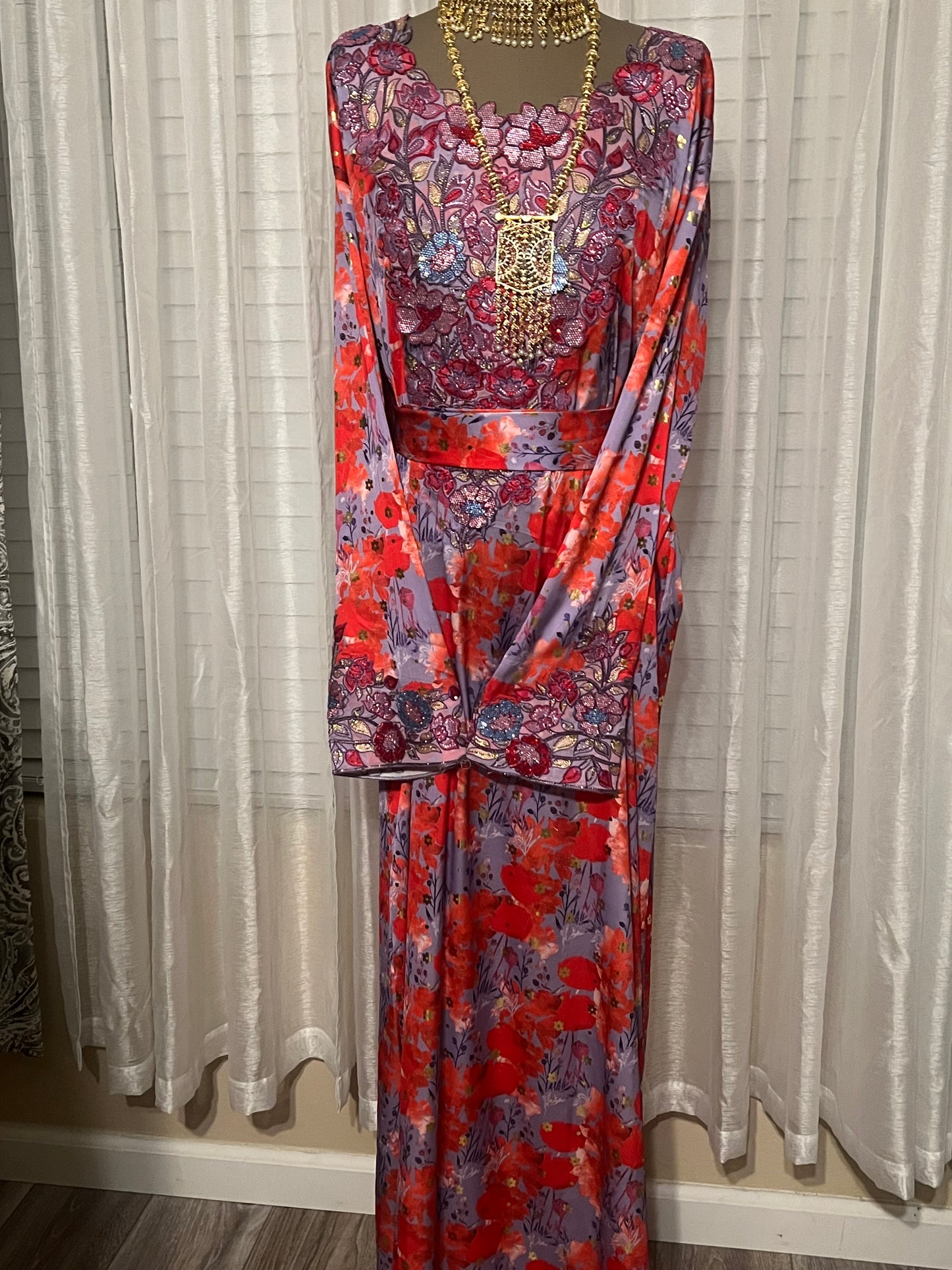 Luxury Italian Silk Mukhawar with Hand Embroidery – Length 57 inches, Size Large