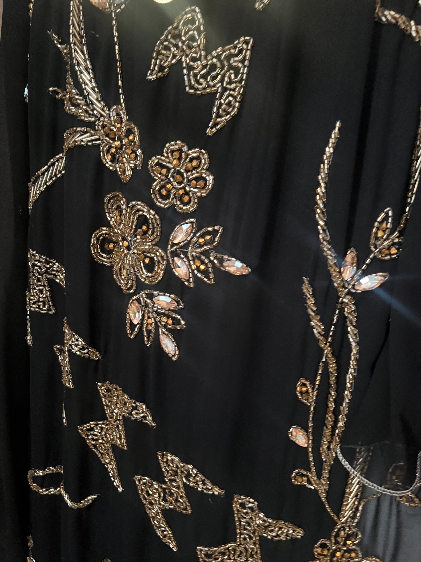 Elegant Traditional Kurdish Dress – Free Size – Black with Gold Embroidery