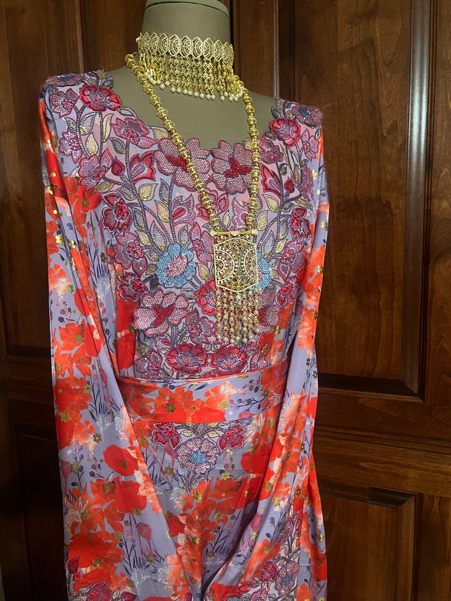 Luxury Italian Silk Mukhawar with Hand Embroidery – Length 57 inches, Size Large