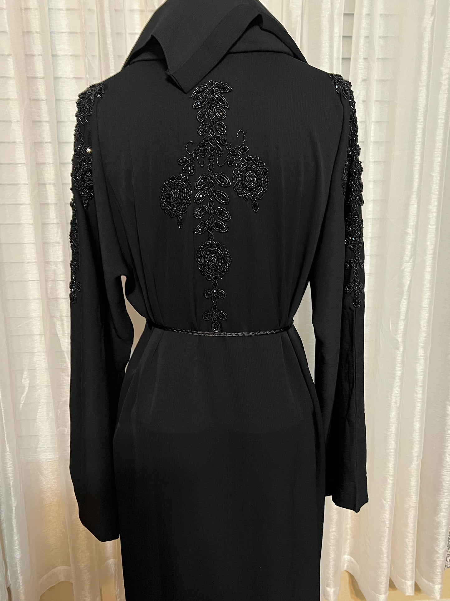 Elegant Black Abaya with Intricate Hand Embroidery size 52